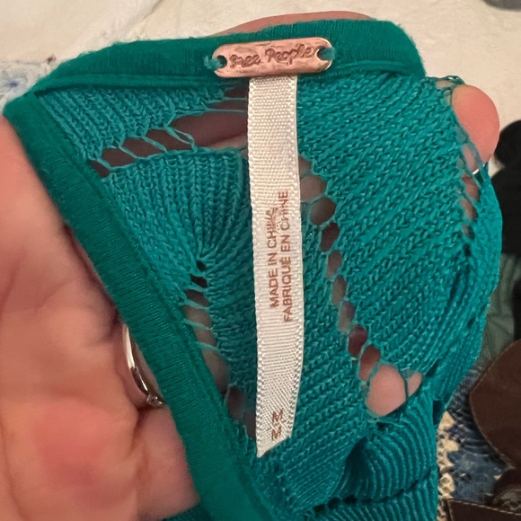 Free People Wild Thing Open Back Knit Long Sleeve Mini Dress Emerald Green - Picture 5 of 5